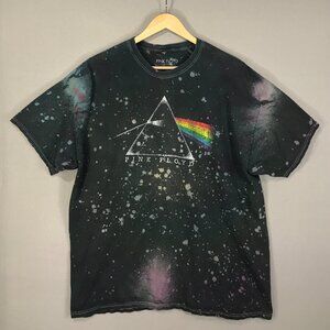 Pink Floyd Band T Shirt Men's XL Black Paint Splatter Tie Dye Crew Short Sleeve
